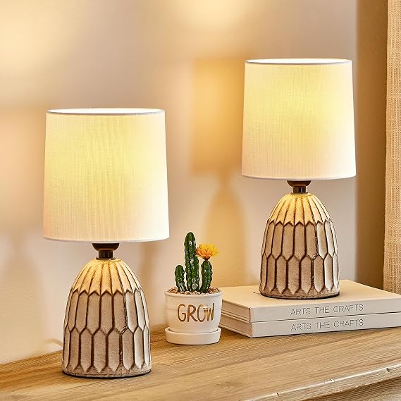 GyroVu Cermaic Table Lamp Set of 2, Boho Table Lamps for Bedside [Energy Class A]