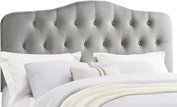 Rosevera Givanna Adjustable Heigh Headboard with Linen Upholstery and Button Tufting for Bedroom,King,Smoky Gray