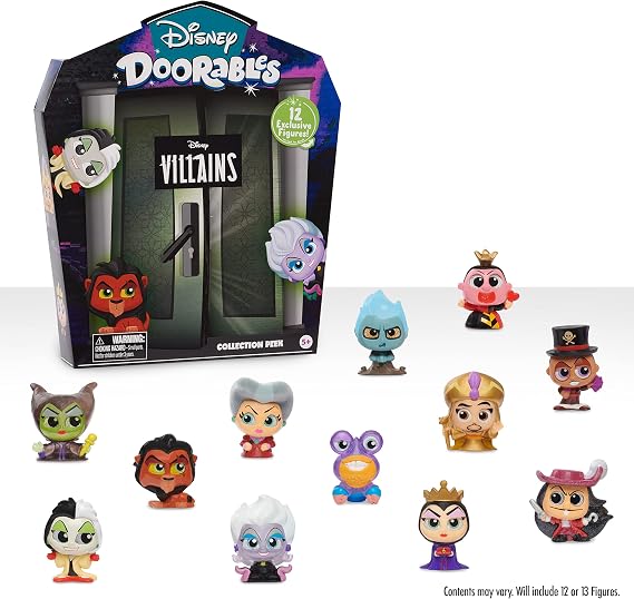 Disney Doorables Villain Collection Peek, Includes 12 Exclusive Mini Collectible Figures, Styles May Vary, Kids Toys for Ages 5 Up, by Just Play