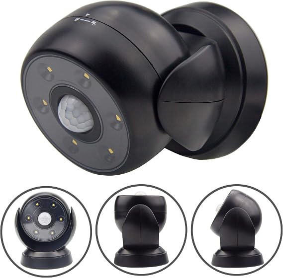 BIGLIGHT LED Wireless Motion Sensor Spot Light, Indoor and Outdoor Waterproof Spot Light, Garden Porch Wall Light, Black [Energy Class A]