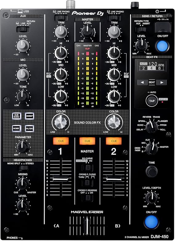 Pioneer DJ DJM-450 2-Channel DJ Mixer, Beat FX, DVS, rekordbox