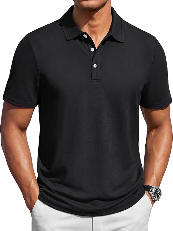 TACVASEN Men's Polo Shirts Cotton Pique Collared Casual & Work Short Sleeve