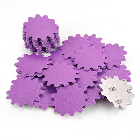 MAXMAN 2 Inch Sanding Discs 50Pcs, Wet Dry Hook and Loop Flex Edge Sanding Discs, 120 Grit Sandpaper, Wavy Sand Paper for Drill and Bowl Sanders, Drill Sanding Attachments, Edge Sanding Tools