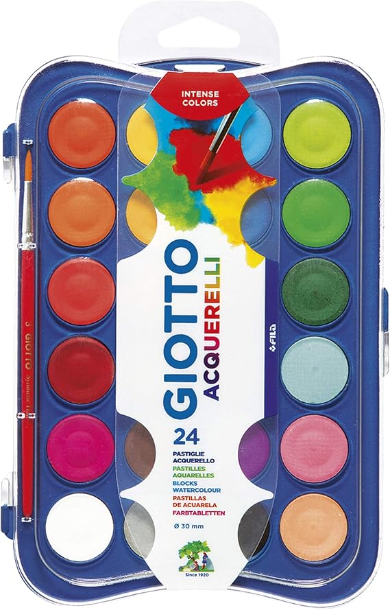 GIOTTO acquerelli in 24 Colori, pastigle da 30mm, con pennello