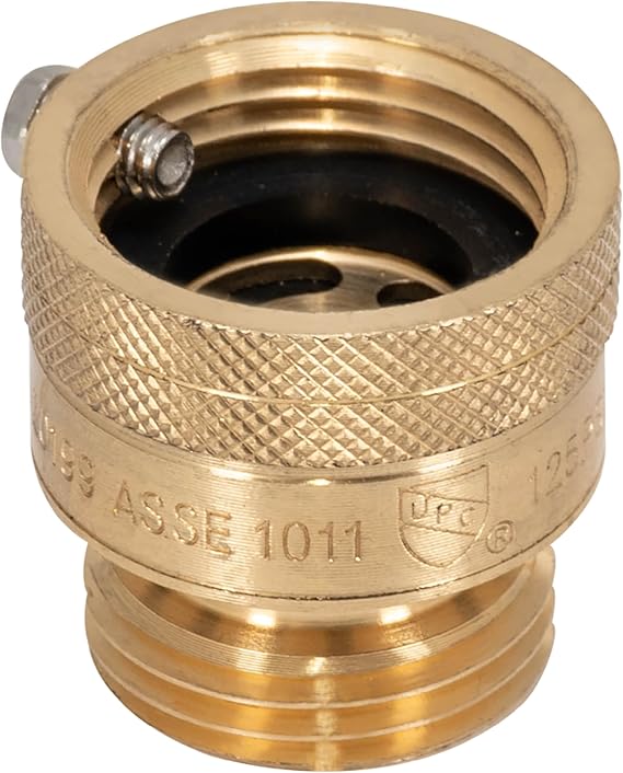 Eastman 3/4 Inch FHT x 3/4 Inch MHT Hose Bibb Anti Siphon Vacuum Breaker, Brass Plumbing Fitting, 20199