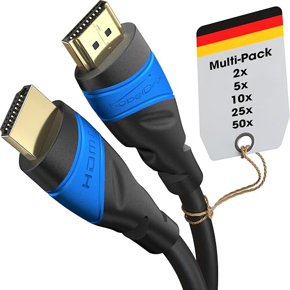 KabelDirekt – 8K/4K HDMI Kablosu – 2x 2m ve daha fazla uzunluk (0,15m–22,5m) – Almanya'da tasarlanmış HDMI Kablosu – 10K/8K@60Hz/4K@120Hz destekler – HDMI Kablo – TV, PC, PS5/Xbox/Switch