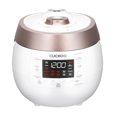 Cuckoo CRP-RT0609FW 6 cup Twin Pressure Plate Rice Cooker & Warmer with High Heat, GABA, Mixed, Scorched, Turbo, Porridge, Baby Food, Steam (Hi/Non Press.) and more, Made in Korea (White)