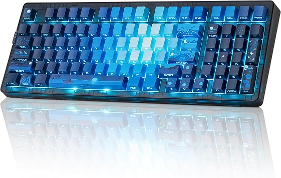 ZORNHER ZH980 Mechanical Keyboard,95% Blue Creamy Keyboard with Number Pad,Hot-Swappable Custom Gaming Keyboard,Shine Through Dye Sublimation PBT Keycaps,Creamy Sounding Linear Switches