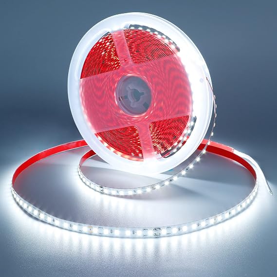 24V 32.8ft/10M LED Strip Light Cool White 6000K 1200LEDs 2835SMD 90W | High Brightness 7200LM IP20 No-Waterproof Flexible Ribbon for Backyard Hallways Stairs Home Decor(Power Supply not Included)