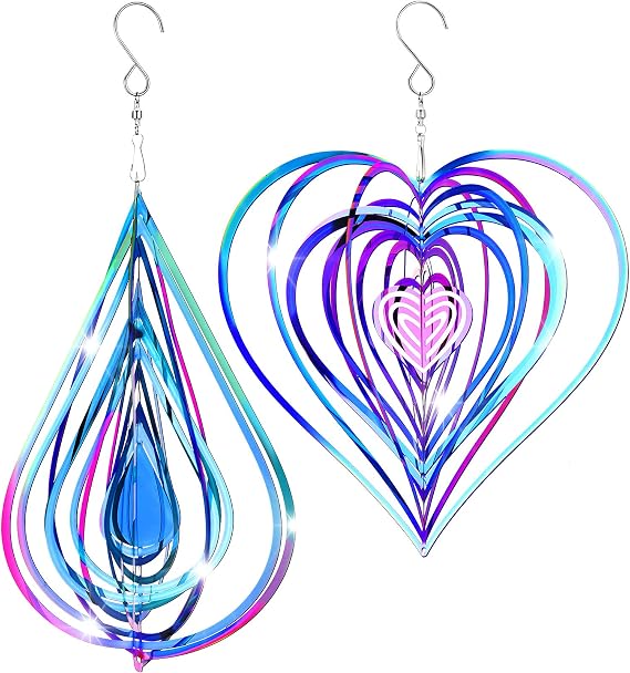 Jetec 2 Pcs Reflective Wind Spinners Outdoor Woodpecker Devices, Colorful