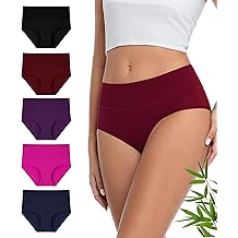 YESWEL Underwear Women Bamboo Knickers for Ladies Multipack, High Waist Briefs with Tummy Support, Pants Full Coverage Panties(5 Pack, S-3XL)