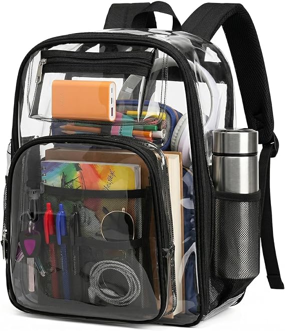 Clear Backpack, Transparent Daypack, PVC Waterproof See Through Rucksack See Through Crossbody Bag for Work Travel Concert Sports Unisex(43x31x15cm)