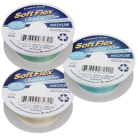 Soft Flex 49 Strand Trios Bead Stringing Wire - Medium 0.19 Diameter - Assorted Nylon Wire