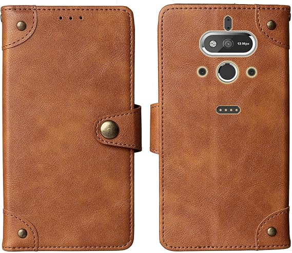 Flip Genuine Premium Leather Phone Gel Case for Hammer Explorer 5.72" Back Cover Skin Etui Protective Protector Wallet Pouch Shell Bumper (Brown)
