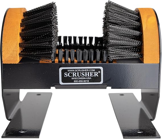 Deluxe Scrusher Heavy Duty Outdoor Boot Scraper with Brushes American Made | Durable weather resistant boot cleaner 5 shoe brushes 2 side brushes with soft bristle 3 bottom brushes with stiff bristles