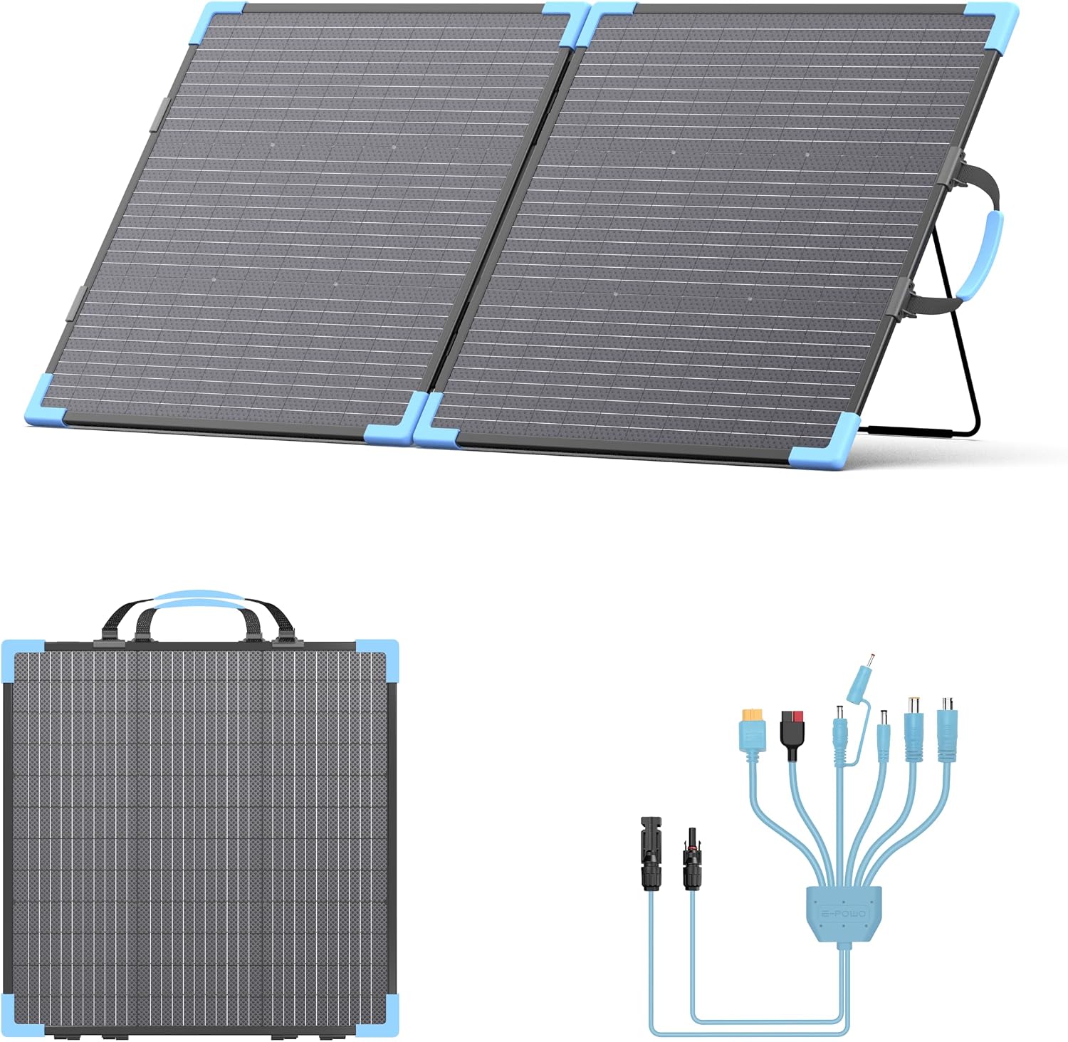 Foldable 110W Bifacial Solar Panel 23.5% Efficiency & IP68 Waterproof - with Reinforced Stand for Power Station Camping Motorhome Garden