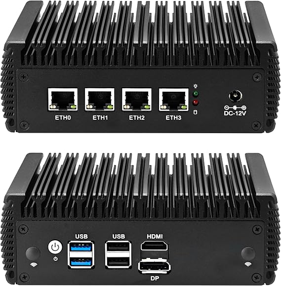 CWWK Mini PC, Celeron N5105, Firewall Mini PC, Firewall Router, 4 x 2.5GbE LAN, Fanless Mini Computer, Fanless Mini PC, OPNsense Micro Appliance, 8GB RAM 128GB NVMe SSD, SATA, HD, DP, 4USB, SIM