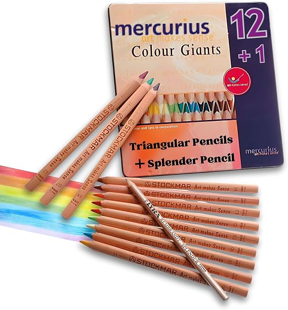 Mercurius AMS Color Giant Pencils, Set of 12 in Tin Case