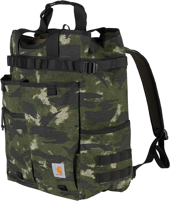 Carhartt Unisex's 28l Nylon Cinch-top Convertible Tote Backpack, Durable Pack with Laptop Sleeve, Blind Fatigue Camo, One Size