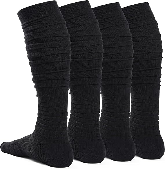 Scrunch Football Socks 2 Pack, Extra Long Padded Athletic Socks for Men & Women