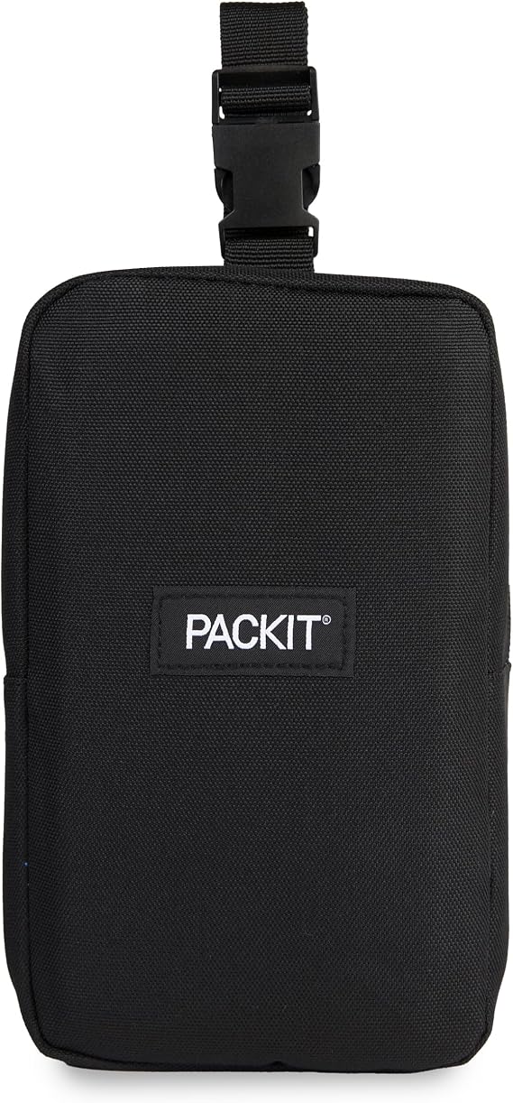 PackIt Freezable Upright Snack Box, Black, Built with EcoFreeze Technology, Fully Freezable, Collapsible, Reusable, With Top Buckle Handle and Top Load Design, For Perishable Snacks On the Go