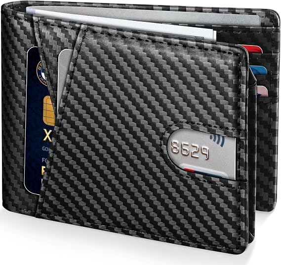 GSOIAX Premium Crazy Horse Leather Wallet for Men-Handcrafted Vintage Bifold Wallet with 11 Card Slots,2 ID Windows & 2 Cash Pockets,RFID Blocking,wallet Gift ideas for Him (Carbon Black)