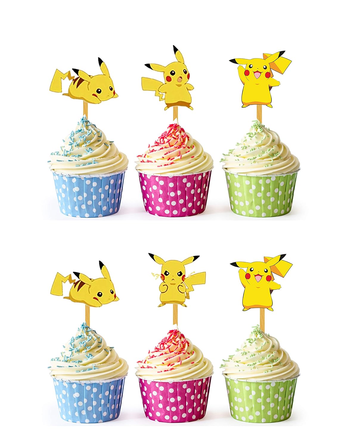 24x Cupcake Topper Picks Pokemon Pikachu