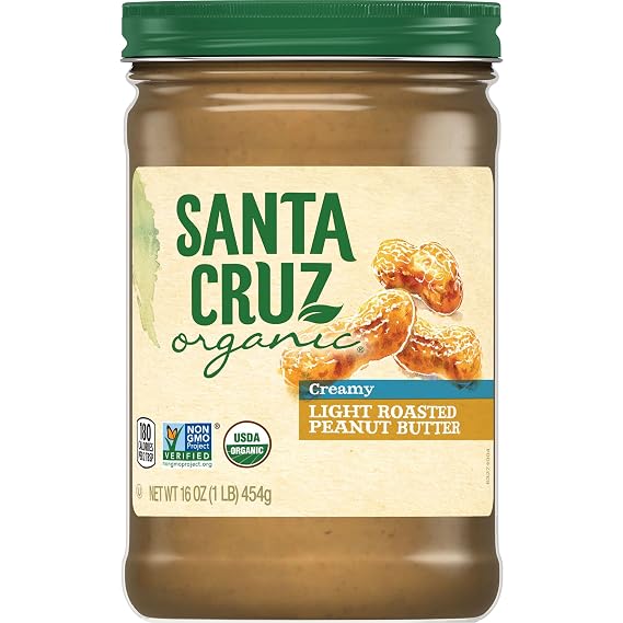Santa Cruz Organic Creamy Light Roasted Peanut Butter, 16 Ounces