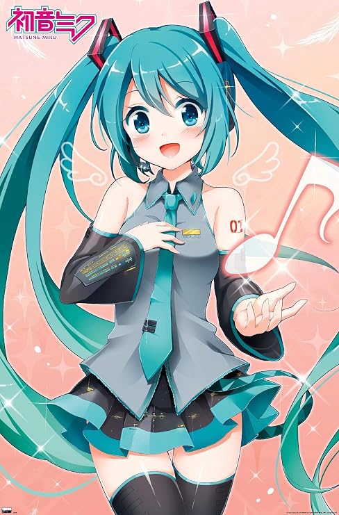 Hatsune Miku - Music Note Wall Poster, 34L" x 22.4W", Unframed Version