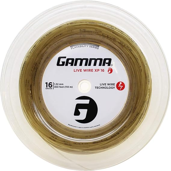 Gamma Sports Live Wire XP Tennis Racket String Multifilament Series- Firmer, More Crisp Feel For Natural Gut-Like Playability - 16L or 17 Gauge (Black, Natural)