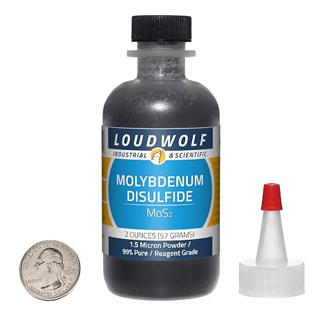 Molybdenum Disulfide / 2 Ounce Bottle / 99% Pure Reagent Grade / 1.5 Micron Powder