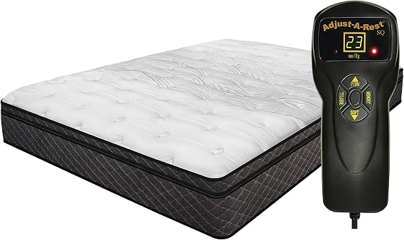 InnoMax Harmony Single Air Chamber Pillow Top Air Bed Mattress, White Top, Grey/Black Slate Side Panels, Queen