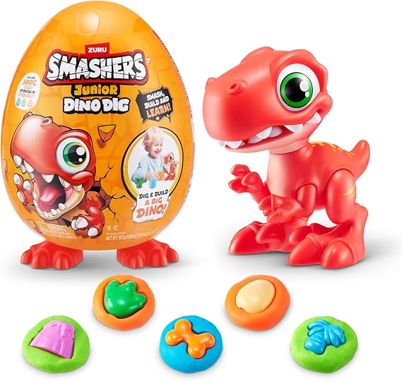 Smashers Junior Dino Dig Small Egg (Raptor) by ZURU 12+ Surprises Compounds Mold Dinosaur Preschool Toys Build Construct Sensory Play - 3 Years+