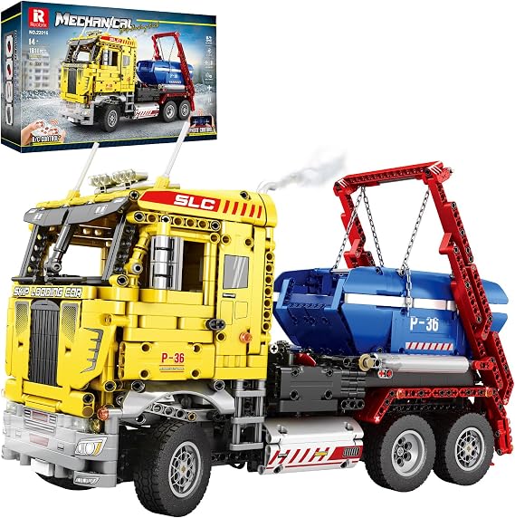 Reobrix RC Skip Loader Truck Toy Building Block with Motors, Technical Engineering Mechanical Car Construction Toy, 22016 Heavy Duty Dumper Vehicle Hobby Colleciton Gift for Adults Men Boys (1811Pcs)