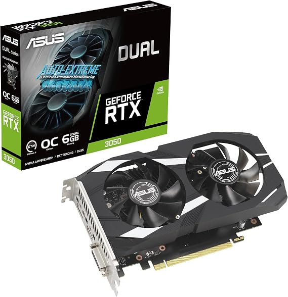 ASUS Dual GeForce RTX 3050 6GB GDDR6 OC Edition Gaming Graphics Card
