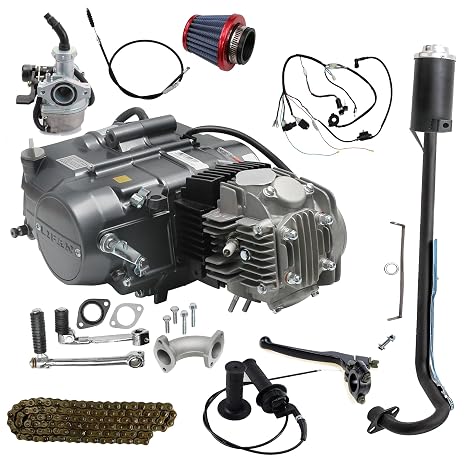 Lifan 125cc Engine Motor Kit High-Performance 4-Stroke with Manual Clutch, 28mm Muffler, Throttle Handle, and Accessories for Off-Road Pit Dirt Bikes Apollo 125 Taotao DB17 CT70 XR CRF 50