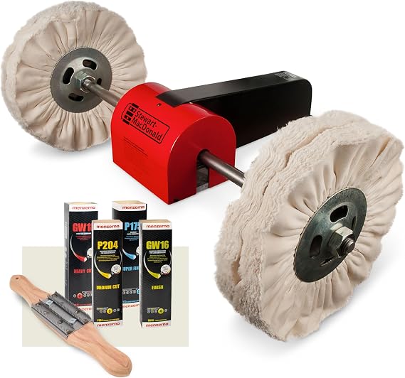 StewMac Guitar Buffing & Polishing System Designed for Instrument Finishing - 120-Volt Complete Outfit, Work Bench Buffer, Table Top Buffer