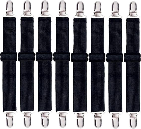Korlon 8 Pack Sheet Straps, Adjustable Elastic Fitted Sheet Holder Clips