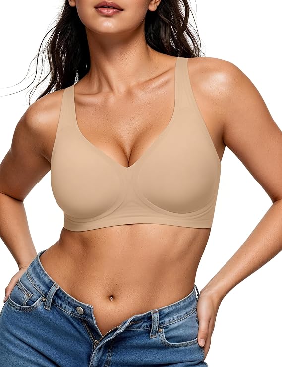 EUYZOU Wireless Bras for Women Plus Size Full Coverage Supportive Push Up Bra Seamless No Underwire Everyday Bras