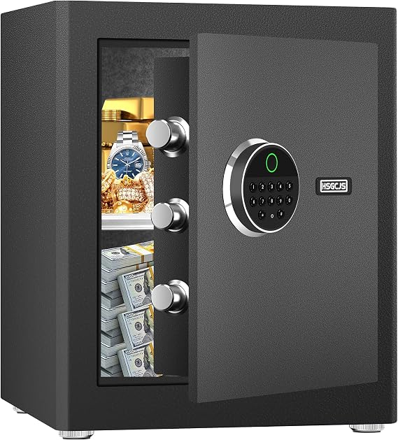 HSGCJS Biometric Fingerprint Safe, Home Safe Box with full Digital Keypad,Security Safe For Home,Office and Hotel-1.93 Cubic Feet