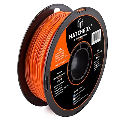 HATCHBOX PETG 3D Printer Filament, Dimensional Accuracy - 0.03 mm, 1 kg Spool, 1.75 mm, Orange