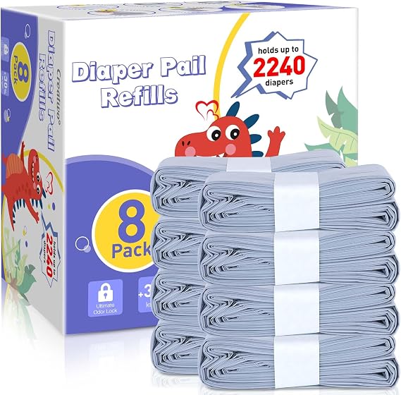 8 Pack Nappy Bin Refills Compatible with Most Nappy Disposal Systems