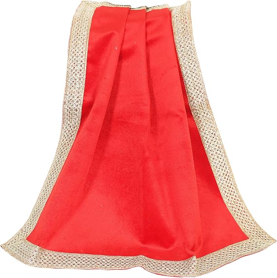 Indian Consigners Small Solid Color Velvet Cloth for Multipurpose Use (Bright Red)