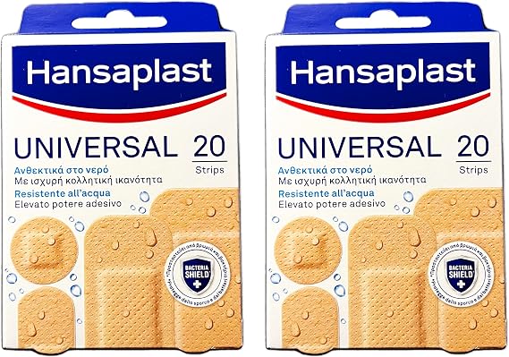 Hansaplast Universal Water Resistant Adhesive 2 Sets of 20 Mix Size Strips [ 2 Pack ]