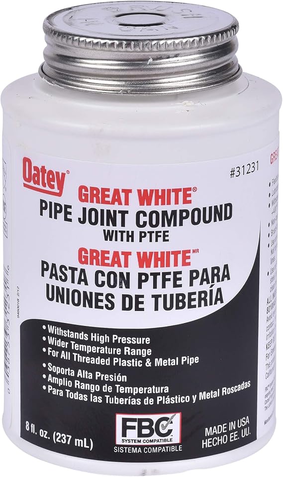 Oatey 31231 Pipe Joint Compound with PTFE with Brush, 8 fl.Ounce