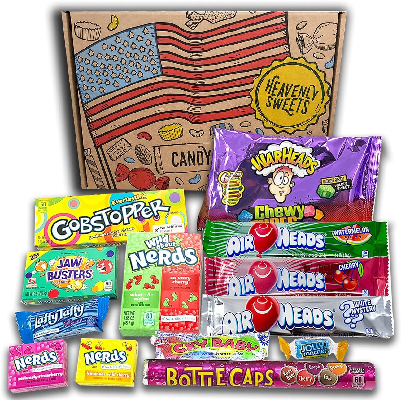 Heavenly Sweets American Vegan Candy Gift Box - Classic Retro USA Treats - Gift Hamper Perfect for Children, Adults, Birthday, Christmas, Easter – 13 Sweets
