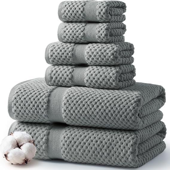 ecolook 6-Piece Towel Set, 100% Cotton
