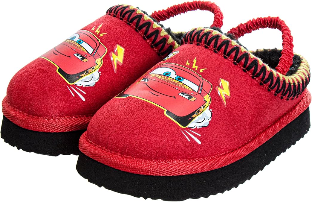 Josmo Cars Lightning Mcqueen Lilo Stitch Clog Slippers for Boy Girl Stitch and Angel Fur Lined Clogs Comfort Warm Soft Plush Lightweight House Shoes- Size 5-10 Toddler 11-13 Little Kid 1-5 Big kid