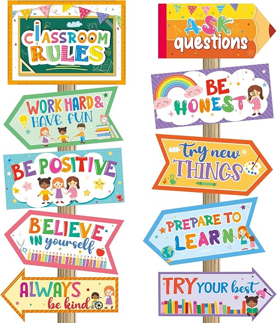 Classroom Rules Poster Classroom Bulletin Board Decoration Positive Good Habits Manners Chart Class Rules Sign Wall Blackboard Kindergarten Classroom Decoration 20 Pcs