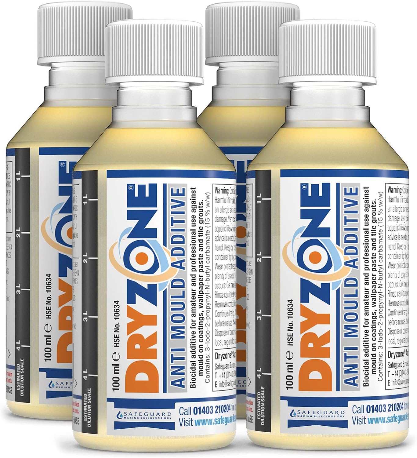 4 x Dryzone Anti-Mould Additive 100ml Concentrate to Make 20L of Emulsion, Vinyl, Silk or Matt Paint 4